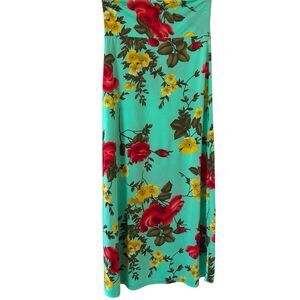 Floral Tropical Pleated Maxi Skirt Colorful Tropical Large Feminine Beach Travel
